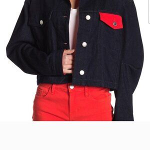 Current/Elliott denim with red trim, waist length  jacket. ja key